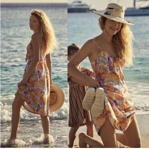 Anthropologie X Cecilia Pettersson Floral Knee Length Dainty Garden Dress SZ 8P